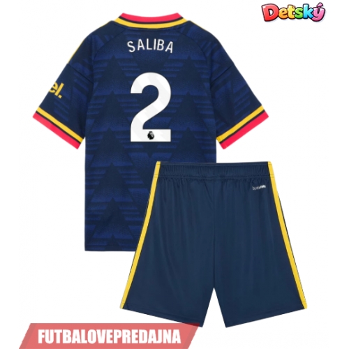 Lacne Dětský Futbalové dres Arsenal William Saliba #2 2026-27 Krátky Rukáv - Preč (+ trenírky)